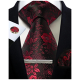 Funki Buys | Neckties | Mens Tie Clip Cufflinks Hanky 4Pcs Set