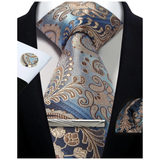 Funki Buys | Neckties | Mens Tie Clip Cufflinks Hanky 4Pcs Set