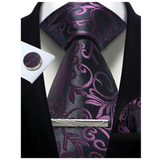 Funki Buys | Neckties | Mens Tie Clip Cufflinks Hanky 4Pcs Set