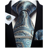Funki Buys | Neckties | Mens Tie Clip Cufflinks Hanky 4Pcs Set