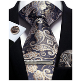 Funki Buys | Neckties | Mens Tie Clip Cufflinks Hanky 4Pcs Set
