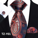 Funki Buys | Neckties | Men's 3pcs Silk Paisley Formal Tie Set