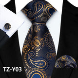 Funki Buys | Neckties | Men's 3pcs Silk Paisley Formal Tie Set