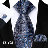 Funki Buys | Neckties | Men's 3pcs Silk Paisley Formal Tie Set