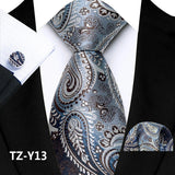 Funki Buys | Neckties | Men's 3pcs Silk Paisley Formal Tie Set