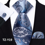 Funki Buys | Neckties | Men's 3pcs Silk Paisley Formal Tie Set