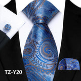 Funki Buys | Neckties | Men's 3pcs Silk Paisley Formal Tie Set