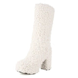 Funki Buys | Boots | Women's Knee-High Fuzzy Platform Boots