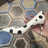 Funki Buys | Shoes | Women's White Black Polka Dot Heels