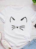 Funki Buys | Shirts | Women's Cute Cat Whiskers Printed T-Shirt