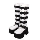 Funki Buys | Boots | Women's Harajuku Wide Buckle Boots