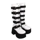 Funki Buys | Boots | Women's Harajuku Wide Buckle Boots