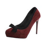Funki Buys | Shoes | Women's Suede Bow Tie Platorm Heels