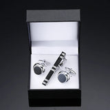 Funki Buys | Cufflinks | Men's Silver Brushed Metal Tie Clip Cufflinks Set
