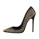 Funki Buys | Shoes | Women's Classic Black Striped Stiletto Pumps