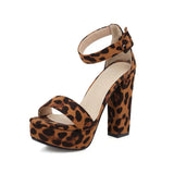 Funki Buys | Shoes | Women's Leopard Print Block Heel Sandals