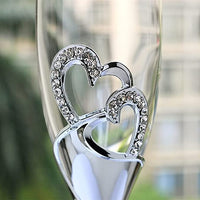 Funki Buys | Glasses | Wedding Champagne Flutes | Silver Heart 2 Pcs Set