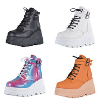 Funki Buys | Boots | Women's Buckle Ankle Boots | Punk Platform Wedges