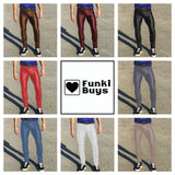 Funki Buys | Pants | Men's Punk Casual Faux Leather Pants | Low Waist
