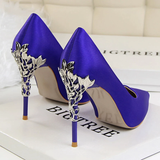 Funki Buys | Shoes | Women's Silk Stilettos | Metal Carved Heels