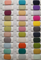 Fabric swatches arranged in four columns, each with 33 colors, ranging from pastels to bold hues, numbered from 100 to 132, on a white background.