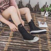 Funki Buys | Boots | Women's Calf-High Canvas Sneakers | Converse Style