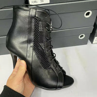 Funki Buys | Boots | Women's Open Toe Lace Up Granny Boots