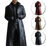 Funki Buys | Jackets | Men's Long Faux Leather Trench Coat | 5XL