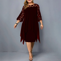 Funki Buys | Dresses | Women's Plus Size Lace Mesh Midi Party Dress
