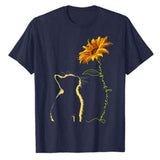 Funki Buys | Shirts | Women's Sunflower and Cat Summer Printed Tee