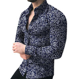 Funki Buys | Shirts | Men's Long Sleeve Floral Shirt | Casual Slim Fit