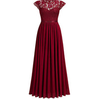 Funki Buys | Dresses | Women's Sleeveless Evening Dress | Floral Lace Pleated Dress