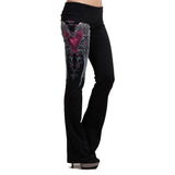 Funki Buys | Pants | Women's Gothic Punk Flower Embroidered Flares