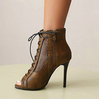 Funki Buys | Boots | Women's Open Toe Lace Up Granny Boots