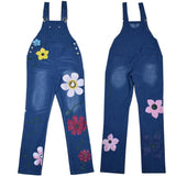 Funki Buys | Pants | Women's Denim Flower Print Overalls | Adjust Straps