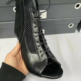 Funki Buys | Boots | Women's Open Toe Lace Up Granny Boots