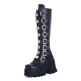 Funki Buys | Boots | Women's Gothic Buckle Platform Knee High Boots