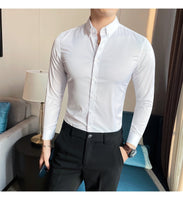 Funki Buys | Shirts | Men's Slim Fit Dress Shirt | Plus Size 7XL-M British Style