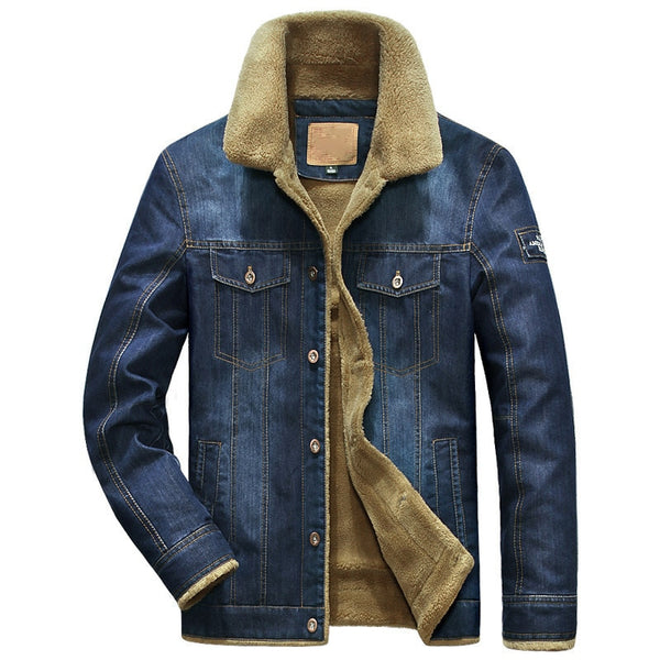 Funki Buys | Jackets | Men's Fleece Denim Jacket Winter Coat