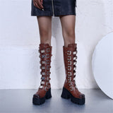 Funki Buys | Boots | Women's Gothic Buckle Plate Platform Boot