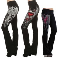 Funki Buys | Pants | Women's Gothic Punk Flower Embroidered Flares