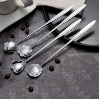 Funki Buys | Spoons |  Flower Spoons | 4 Pcs Long Handled Coffee Spoon