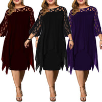 Funki Buys | Dresses | Women's Plus Size Lace Mesh Midi Party Dress