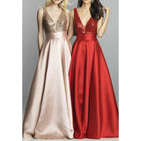Funki Buys | Dresses | Women's Long Satin Evening Dress | Sequin Gown