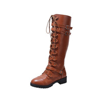 Funki Buys | Boots | Women's Buckle Knee High Boots | Roman Lace Up