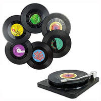 Funki Buys | Coasters | Vinyl Record Coasters and Coaster Holder 6 Pcs