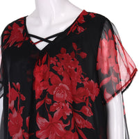 Funki Buys | Shirts | Women's Chiffon Floral Print Blouse | 5XL