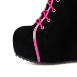 Funki Buys | Boots | Women's High Tube Lace Up Boots | Platform Wedges