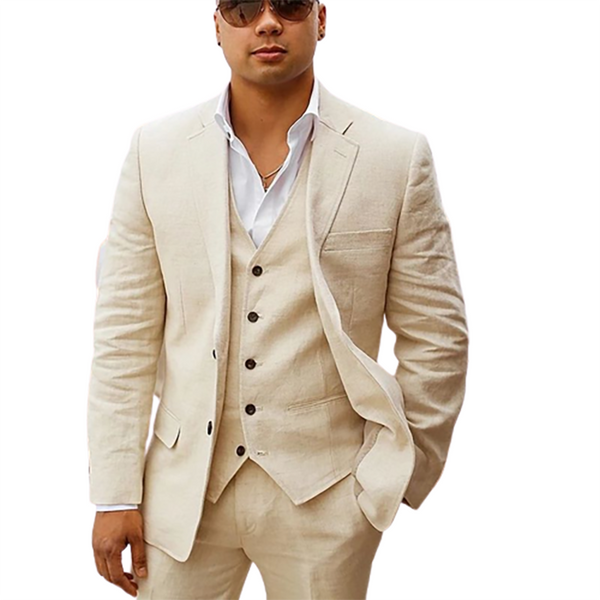 Funki Buys | Suits | Men's 3-Piece Linen Summer Wedding Suits | Tuxedo