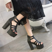 Funki Buys | Shoes | Women's Open Toe Platform Sandals | Gladiator Goth